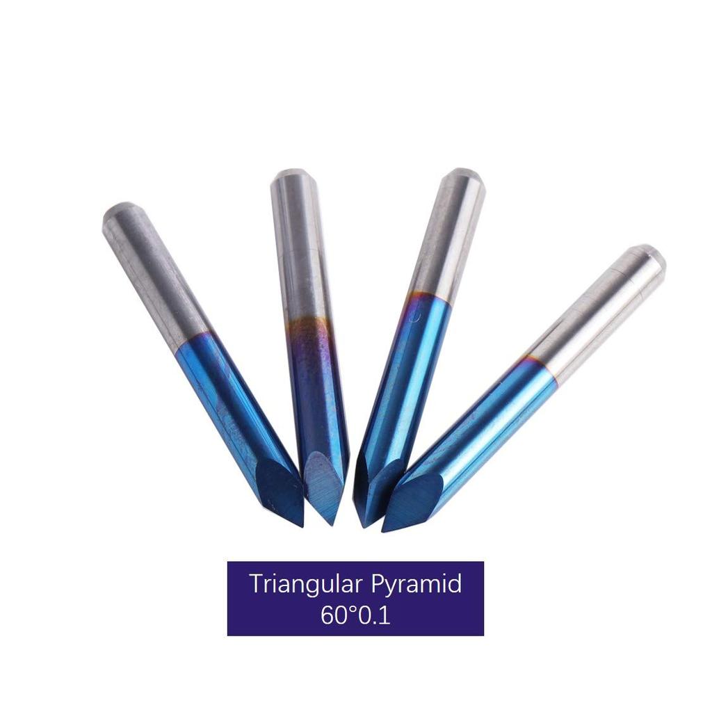 FoxAlien Tapered End CNC Router Coated Pyramid Bit for and Aluminum Lettering Sign Making 0.1mm Engraving, V-Bit, Mill, Bit, 1/8" (3.175mm) Shank,