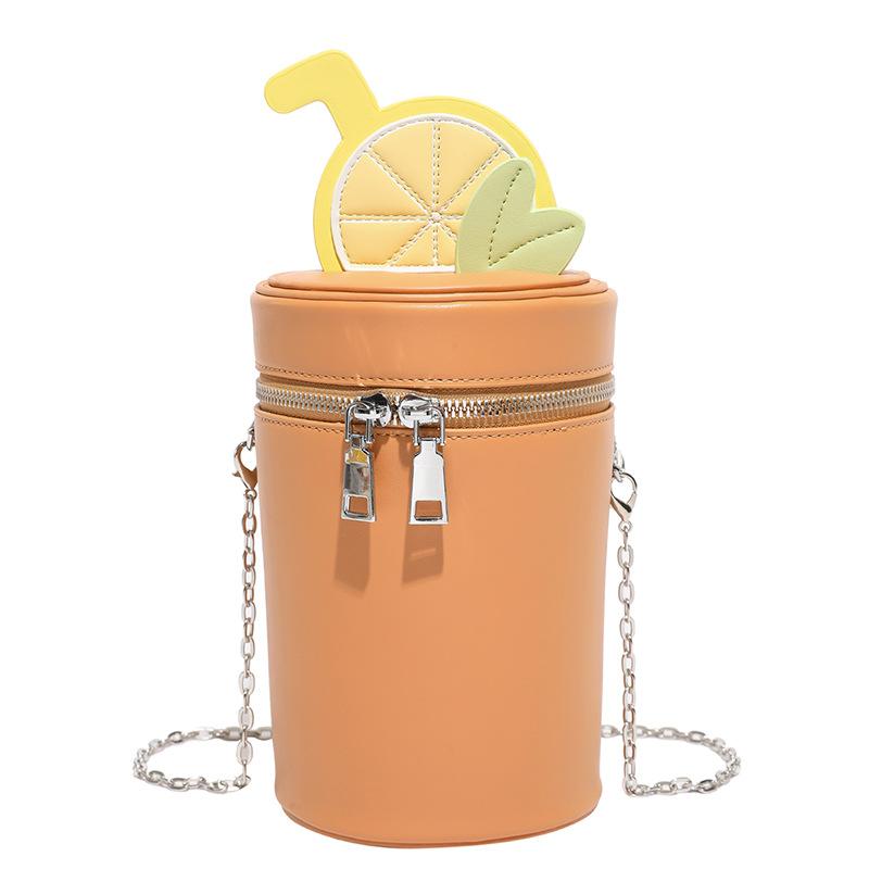 Womens PU Leather Cylinder Bag Shoulder Crossbody Round Bag Vintage Bucket Handbag with Double Metal Zipper Top Handle