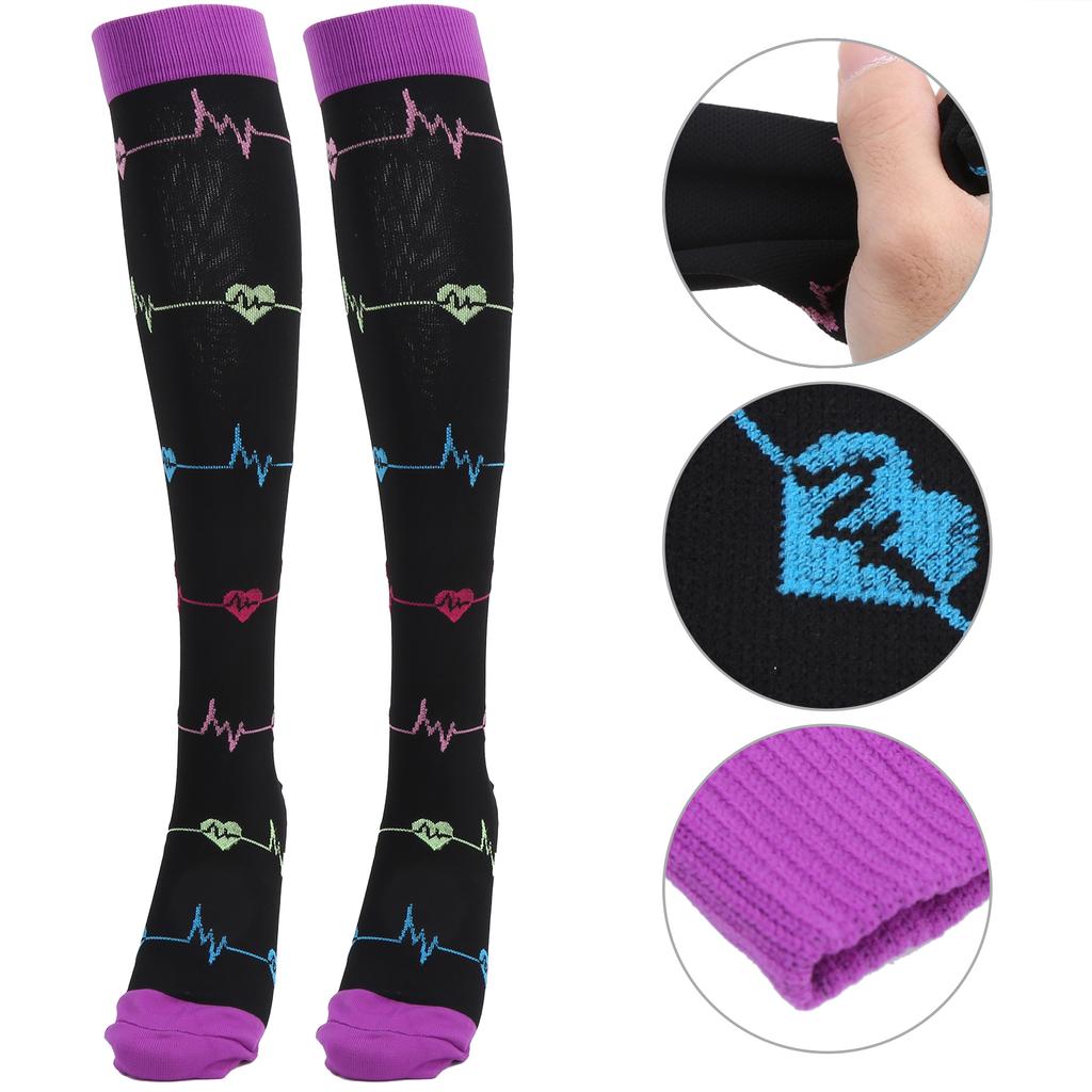 1 Paar Outdoor-Sport Kompressionssocken Laufen Radfahren Bergsteigen Wadenlange Socken (L XL)Schwarz