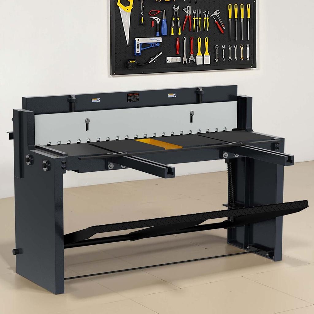 Foot Stomp Sheet Metal Shear, 1320 mm Width Manual Floor Shear, with Soild Steel Frame, Adjustable Blade Gap, Material Stops, Foot-Pedal Control for