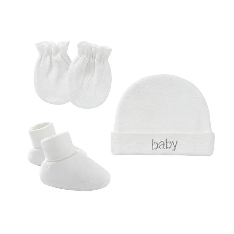 Non-Toxic Newborn Hat+Gloves+Socks Set For Baby Children&Children Cotton Fall Casual Pography Props Soft Headwear Infant Nightcap Fashion