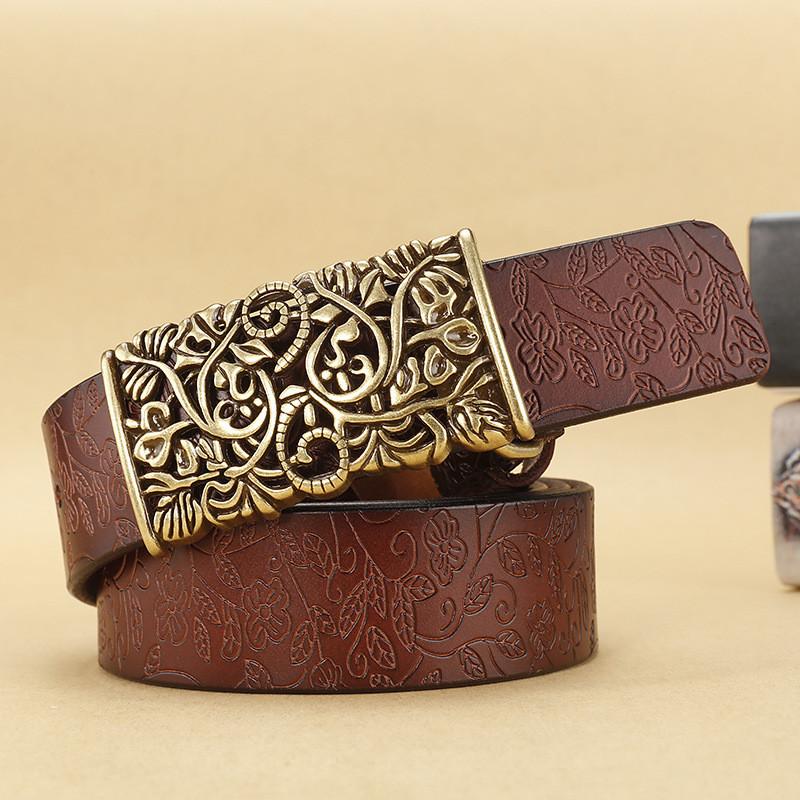 Classic Genuine Leather Womens Belt With Smooth Alloy Buckle For Fashion And Office Wear