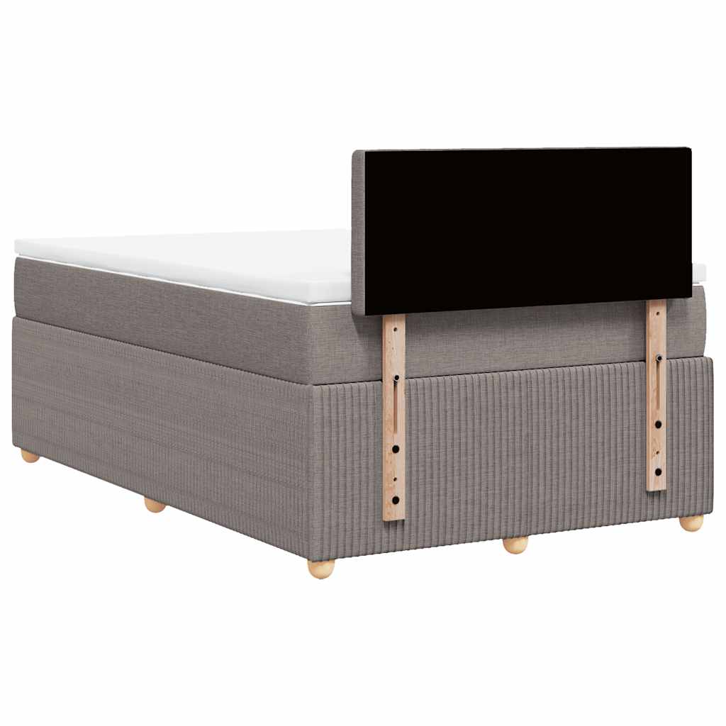 Vidaxl Łóżko Kontynentalne Z Materacem, Taupe, 120X190 Cm, Tkanina