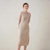 V-neck Cashmere Over-the-Knee Slimming Dress - Long-Sleeved, Loose Fit, 2023 Autumn/Winter Collection