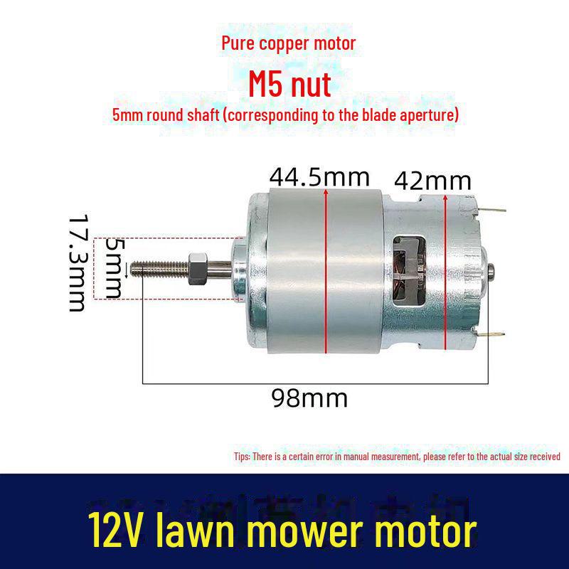 High Horsepower 12V/21V Universal Pure Copper Lawn Mower Motor with 755 Lithium Battery, Burn-Resistant Design.