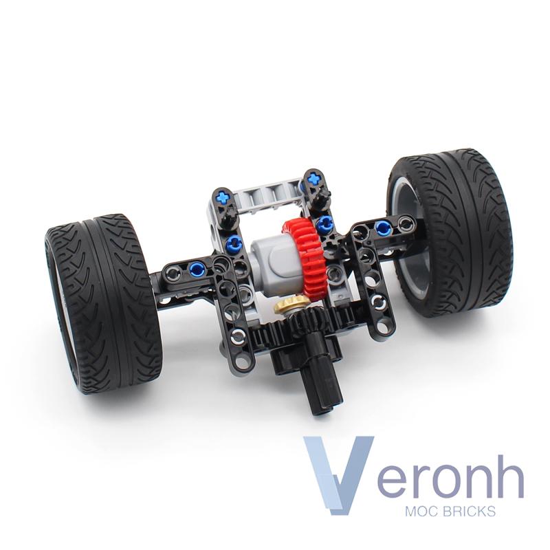 Simple 4WD Car Front Steering & Differential Gear Suspension System Kit MOC High-Tech Building Blocks Assembly Bricks Kid Toys