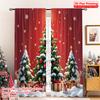 2pcs 2D Flat Printing Christmas Curtains Christmas Tree Ornaments Snowflakes Fabric Without Electricity Party & Holiday Decor