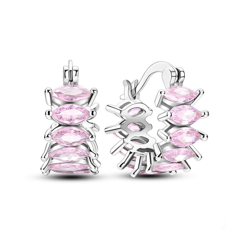925 Silver Pink Bow Butterfly Zircon Stud Earrings for Girls Charming Jewelry Gift