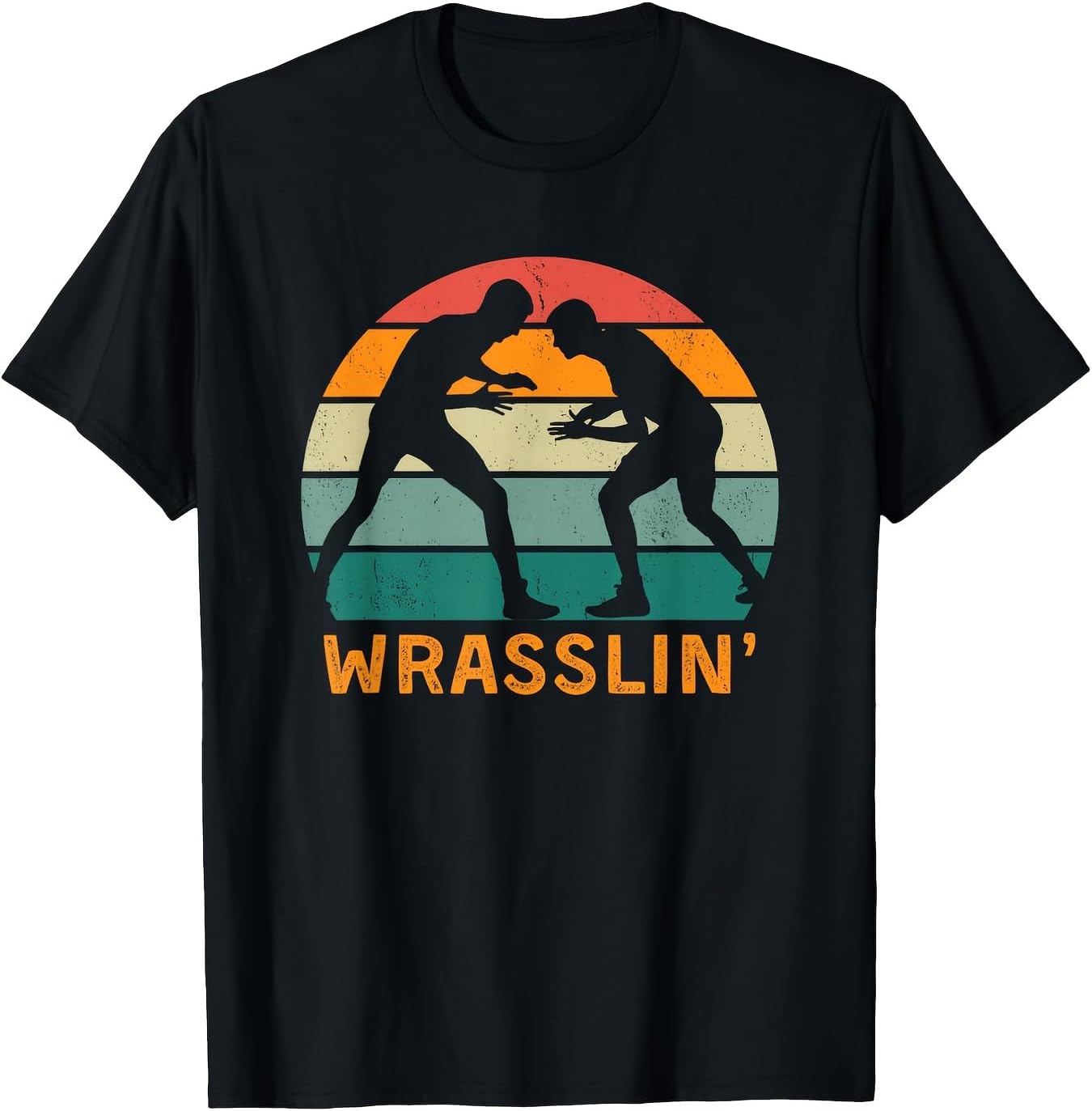 

Retro Wrestling Wrasslin Shirt Vintage Grappling Match Silhouette Funny Sunset Tee 5XL різнокольоровий