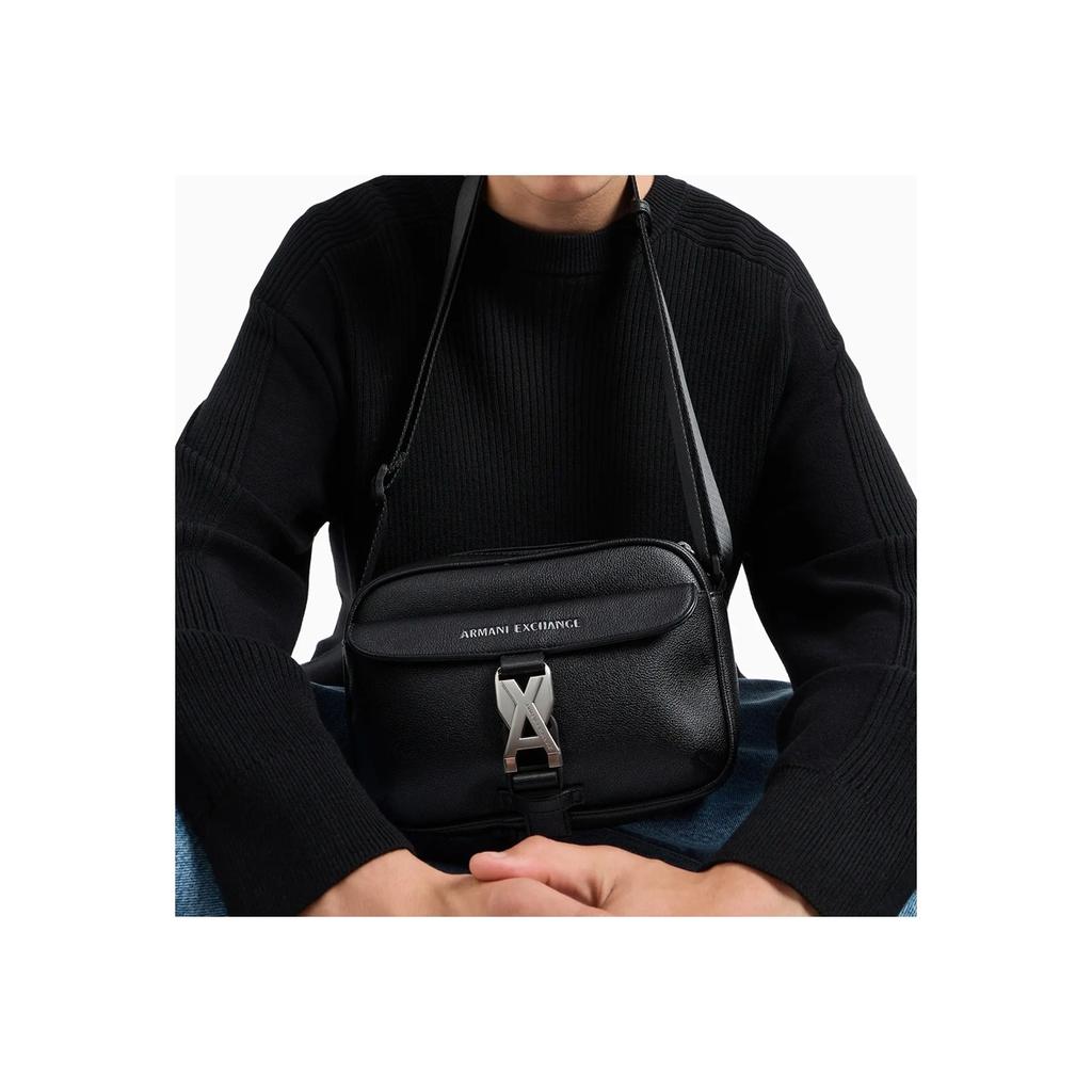 New ARMANI EXCHANGEAE Polyurethane Shoulder Bag, Crossbody Bag Men's Black 952699-4F864-00020