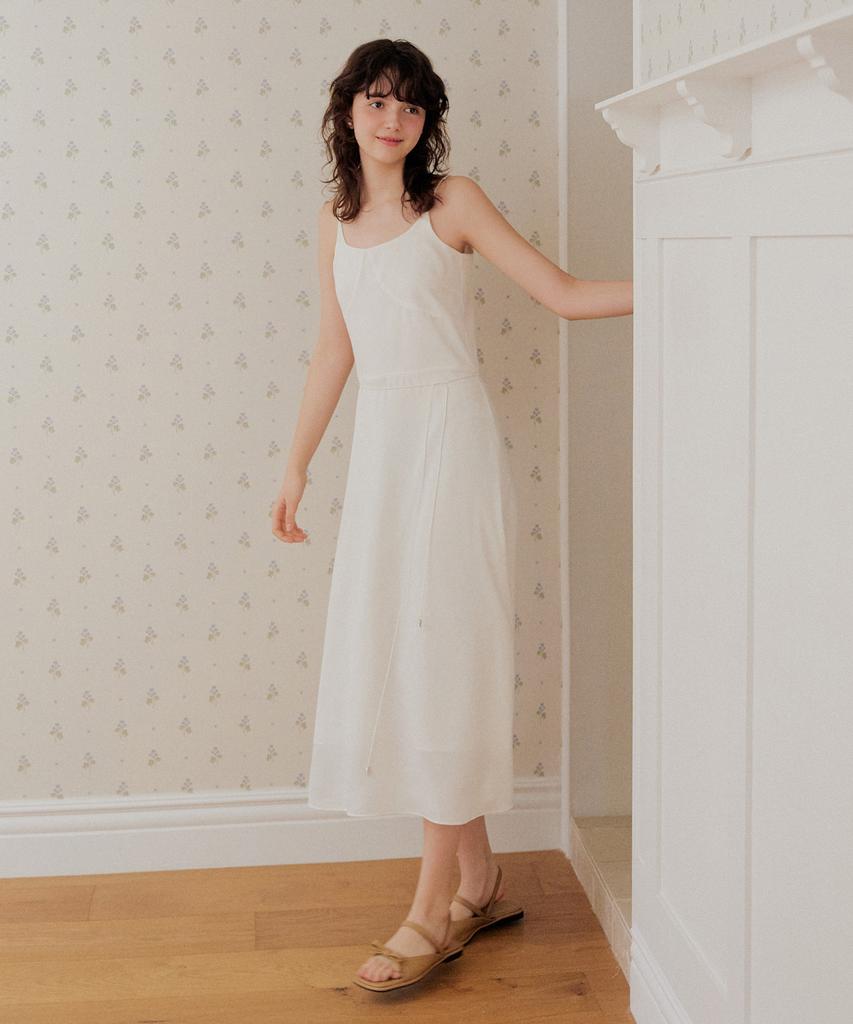 ADAUL Jacquard Rope Belt Long Dress - Ivory