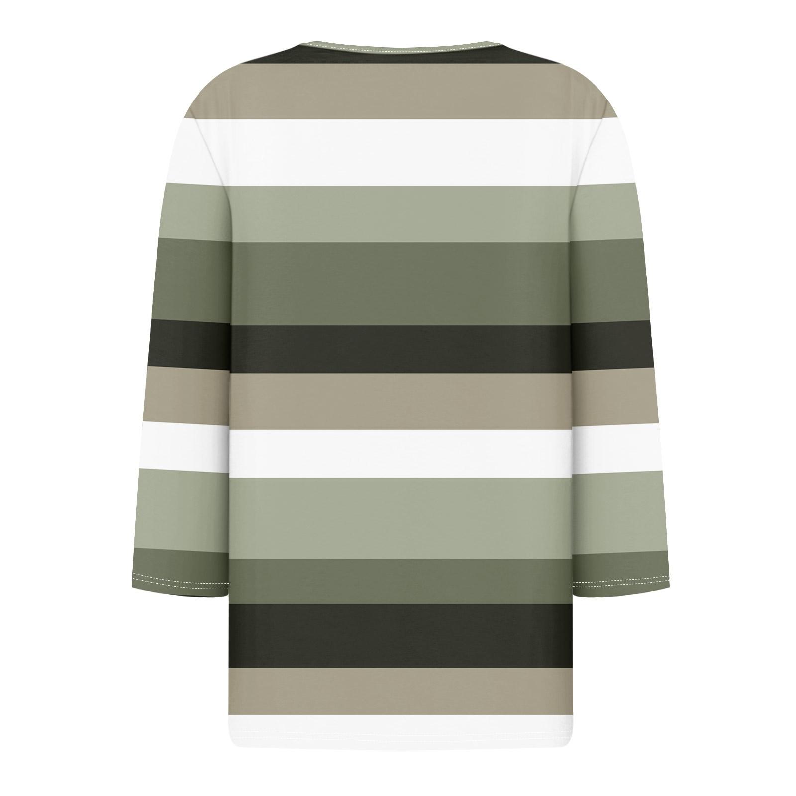 Жен. Футболка Футболка С принтом Пуговицы Рукав 3/4 Повседневные Выходные Мода — фото 3