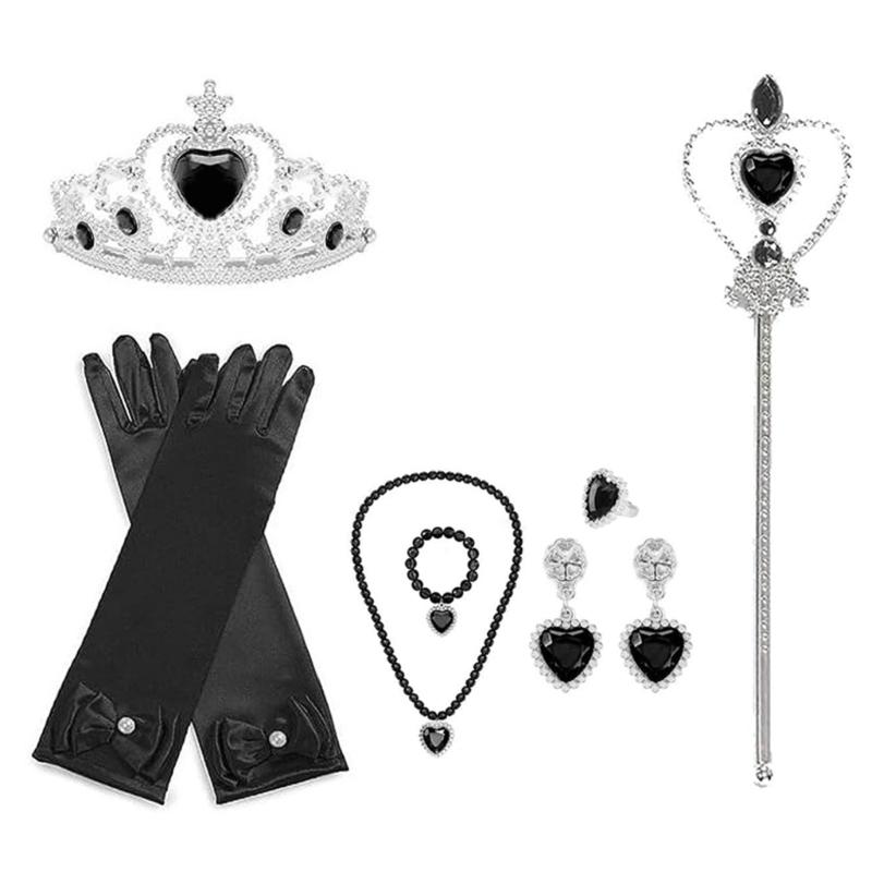 7Pcs Princess Dressing Up Party Accessories Halloween Princess Costume Tiaras Crown Magics Wand Necklace Little Girls 1