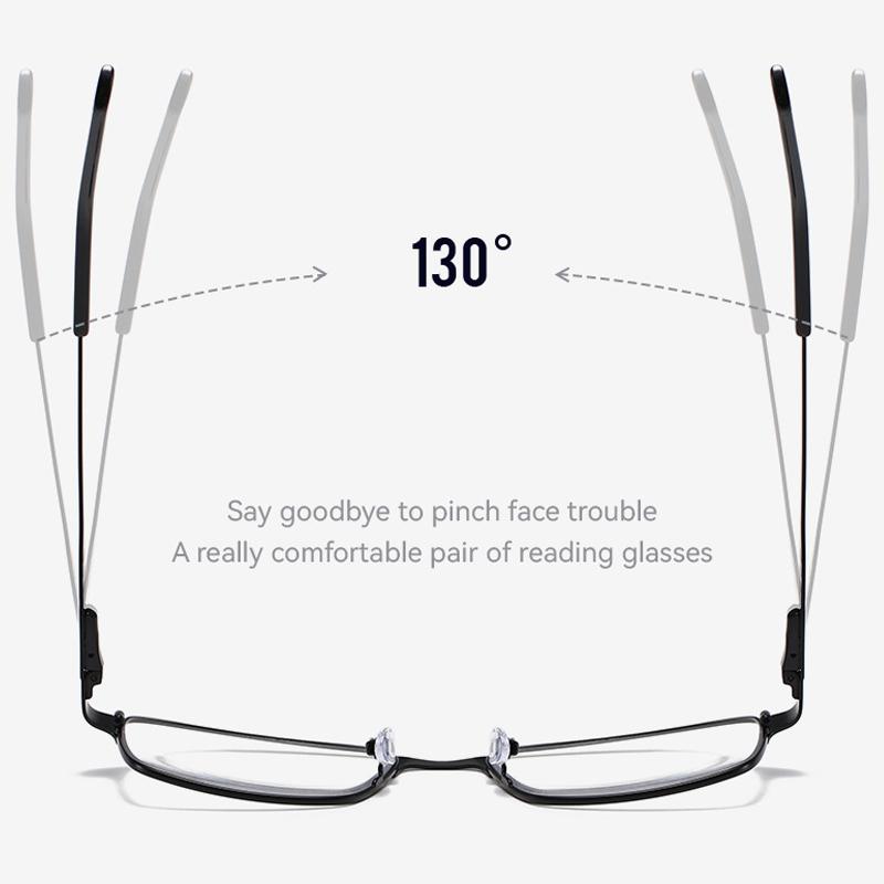 High Quality Metal Frame Reading Glasses Men Business Anti Blue Light Eyewear Classic Square Hyperopic Eyeglasses Diopter +2.25