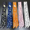 Women Noble Key Printing Skinny Bag Scarf Brand Twill Silk Foulard Neck Tie Scarves For Ladies