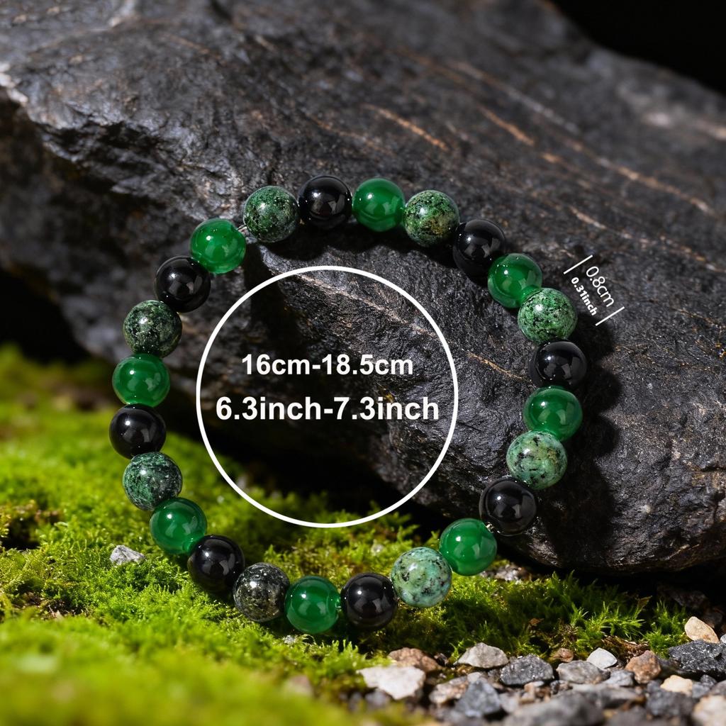 Festive Gifts Green Agate African Turquoise Black Onyx Beaded Bracelet Natural Fashion Jewelry For Men Women Daily Wear Gift