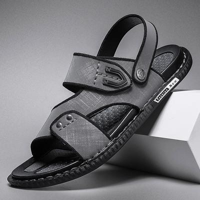 MILIKUYOU Men Sandals PU Leather Men Shoes Summer New Size Men's Sandals Fashion Sandals Slippers Black Size