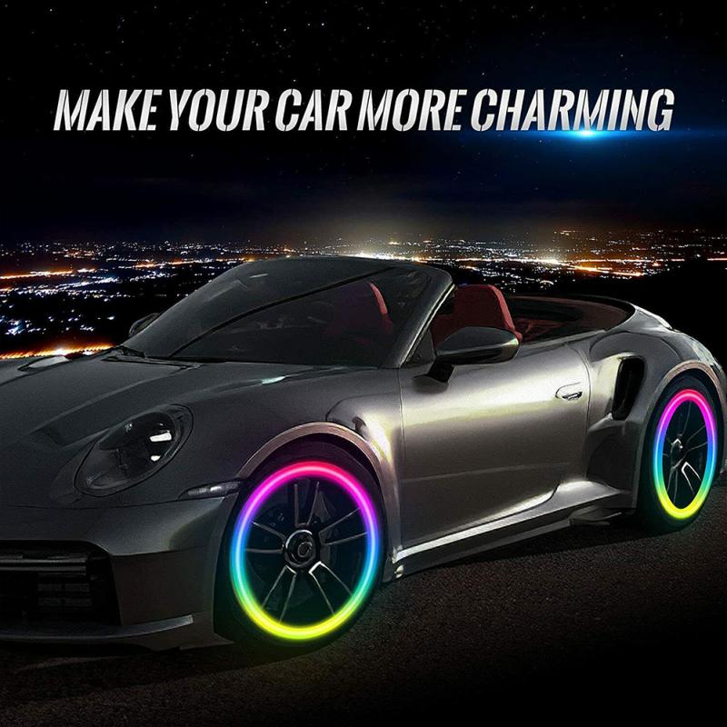 2 Stück Auto Rad Reifen LED Licht Bunte Ausrüstung Ventil Lampe Luftventil Schaftkappen Abdeckung Zubehör