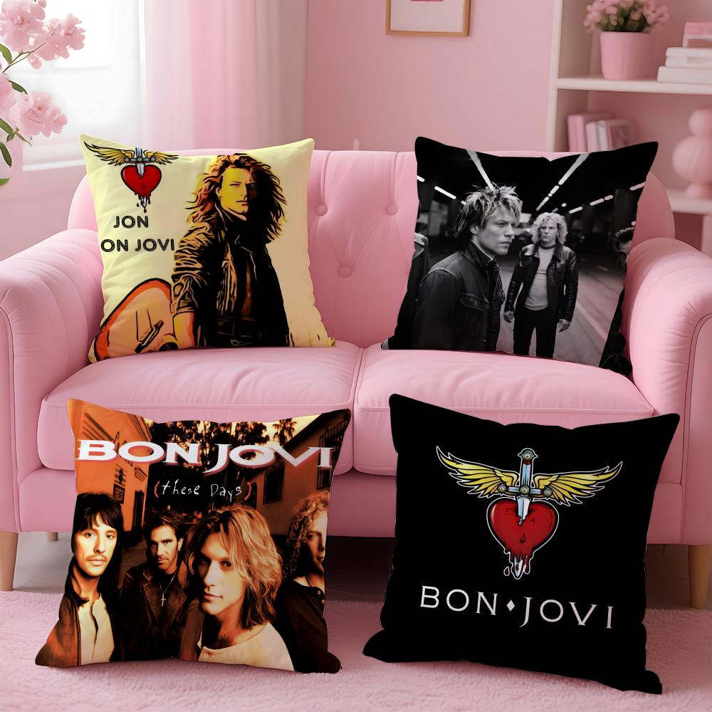 B-Bon J-Jovi Rock Cushion Cover Plush Fabric Soft Double-Sided Printed Sofa Warm Winter Home Gift Pillow Cover