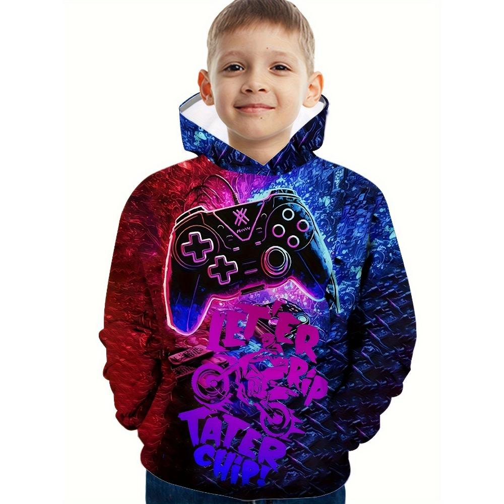 Colorful Gamepad 3D Print Boys Casual Long Sleeve Hoodies Boys