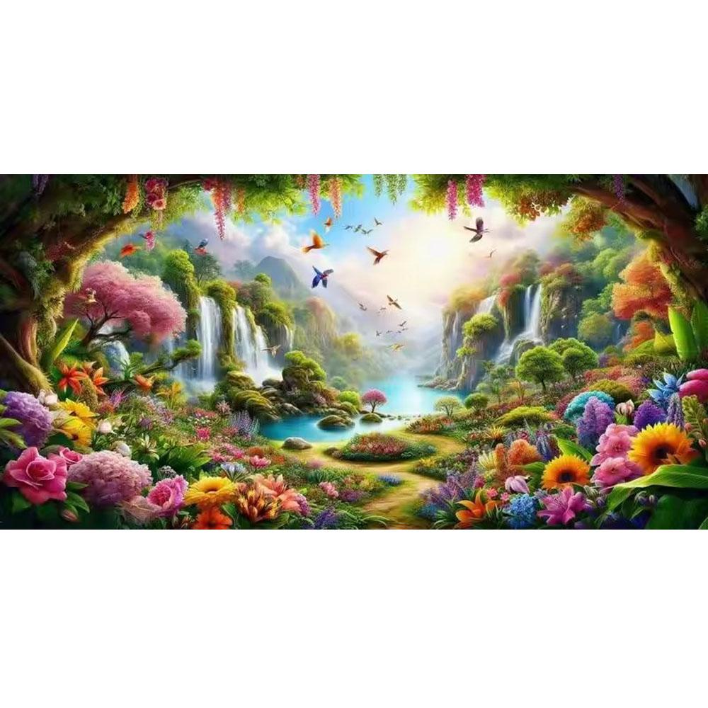 Beautiful Waterfall River and Flowers DIY Diamond Painting Cross Stitch Full Drills Diamond Mosaic New Collection Home Decor
