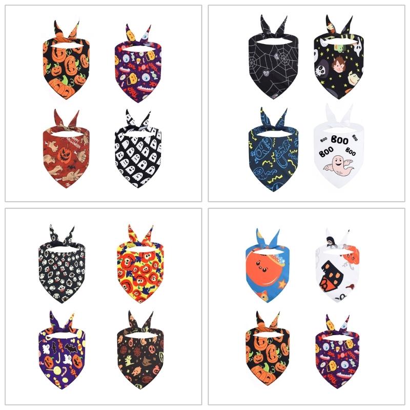 4lots Halloweens Triangular Scarf Permeable Pet Neckerchief Dog Triangles Bib for Dogs Regulable Neck