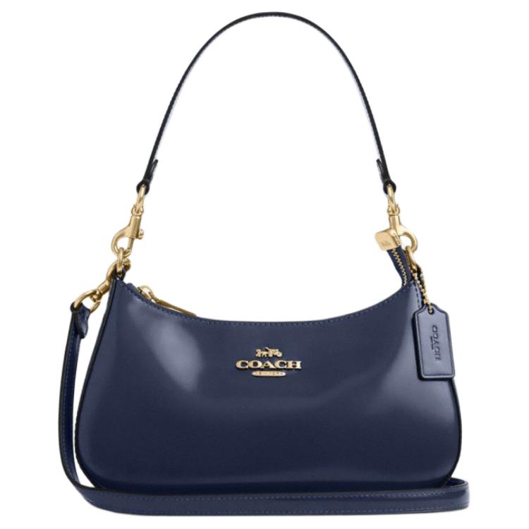 

Coach Teri 25 Logo Zip Closure Leather Crossbody Shoulder Bag Medium Women bags Navy-Blue CV938-IMPVH Basic Set (Bag+Dust Bag)