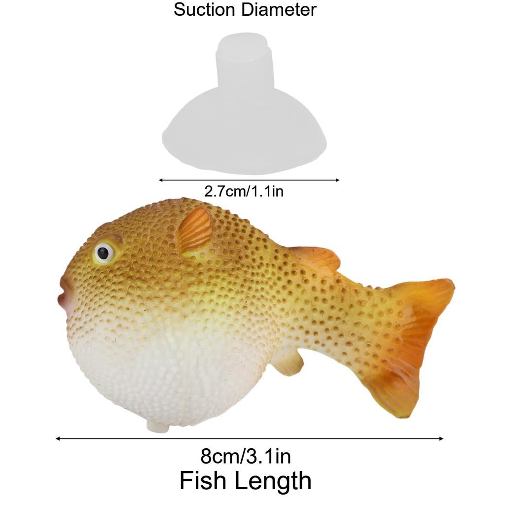 Aquarium Puffer Fish Luminous Simulation Rubber Fish with Suction Cup for Fish  S