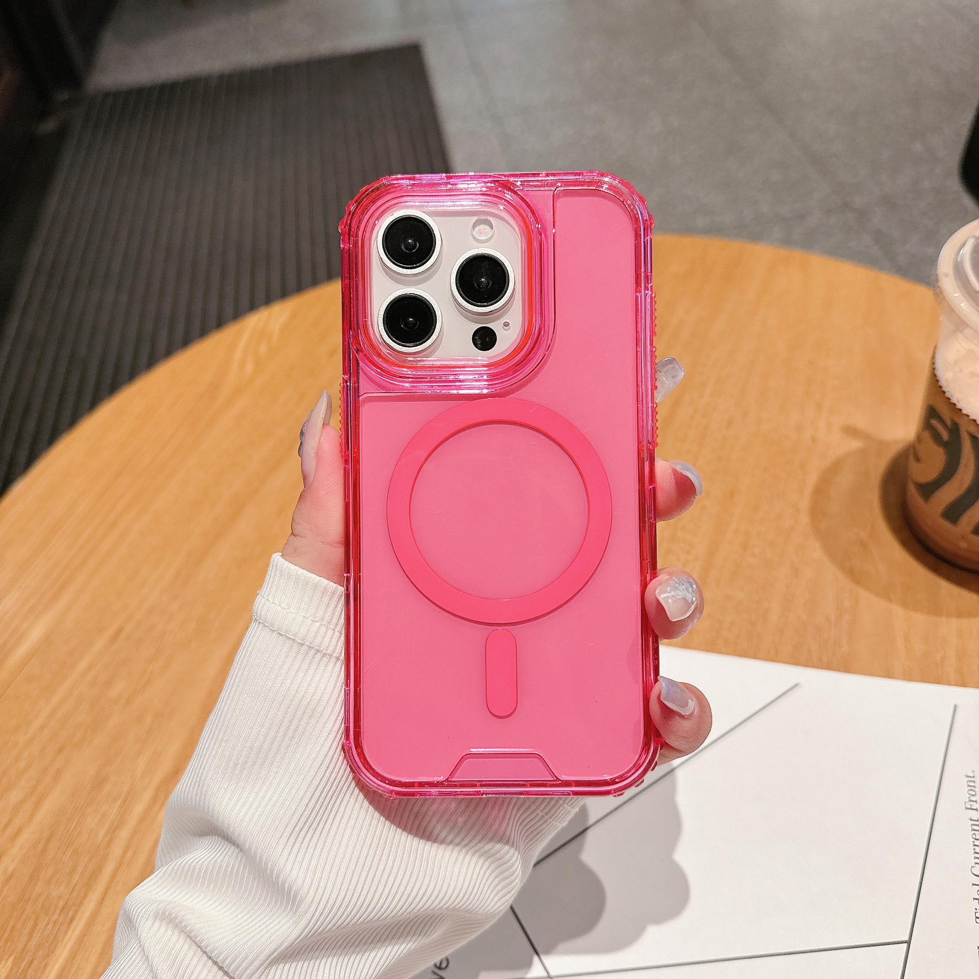 

For IP16promax Second Generation Magnetic Colorful Three-in-one PC+TPU Anti-yellow and Stain-resistant Mobile Phone Case with Independent Buttons For iPhone 16 pro max