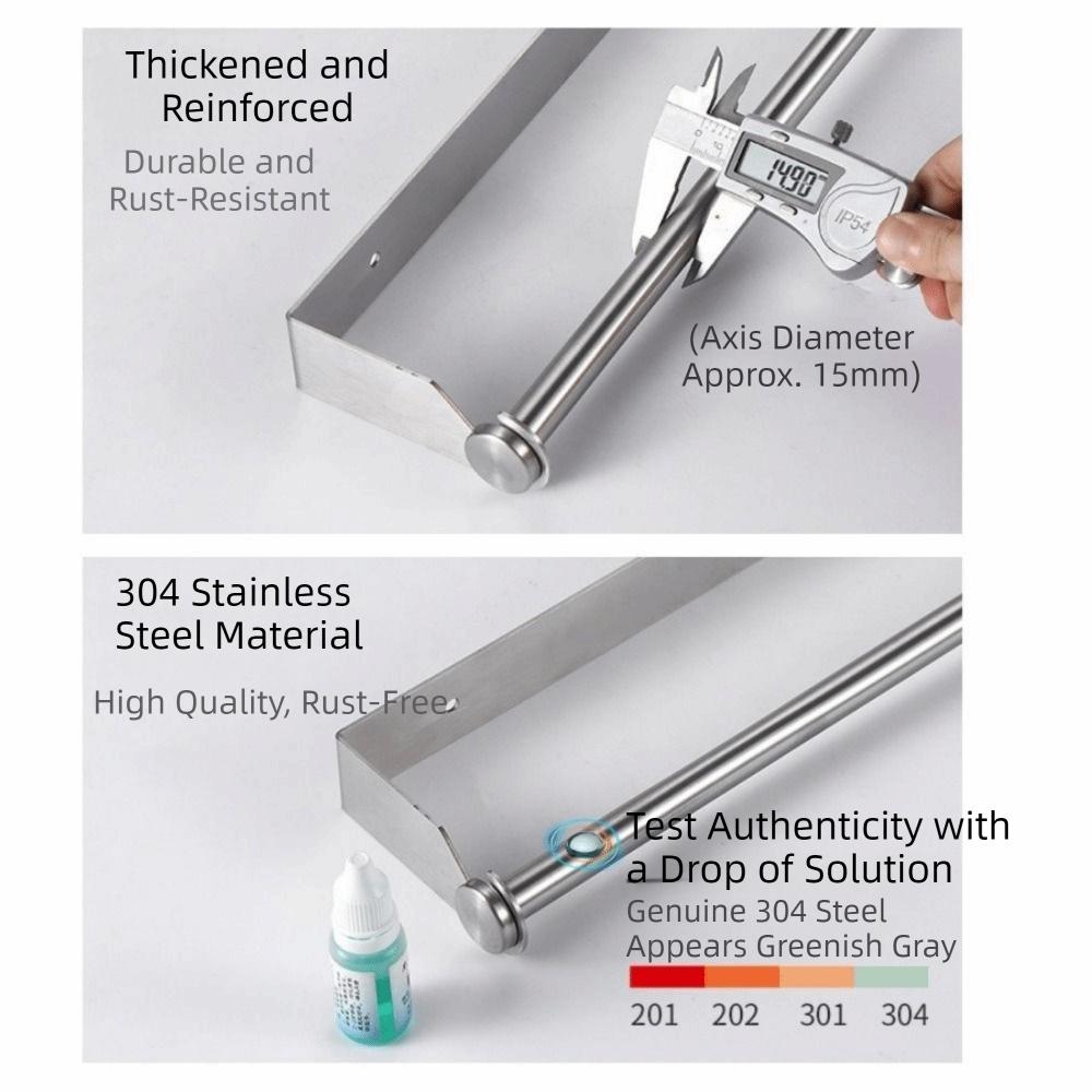 Stainless Steel Plastic Wrap Holder Adhesive or Screw-in Space Saving Roll Towel Rack Wall Mounted Kitchen Paper Dispenser