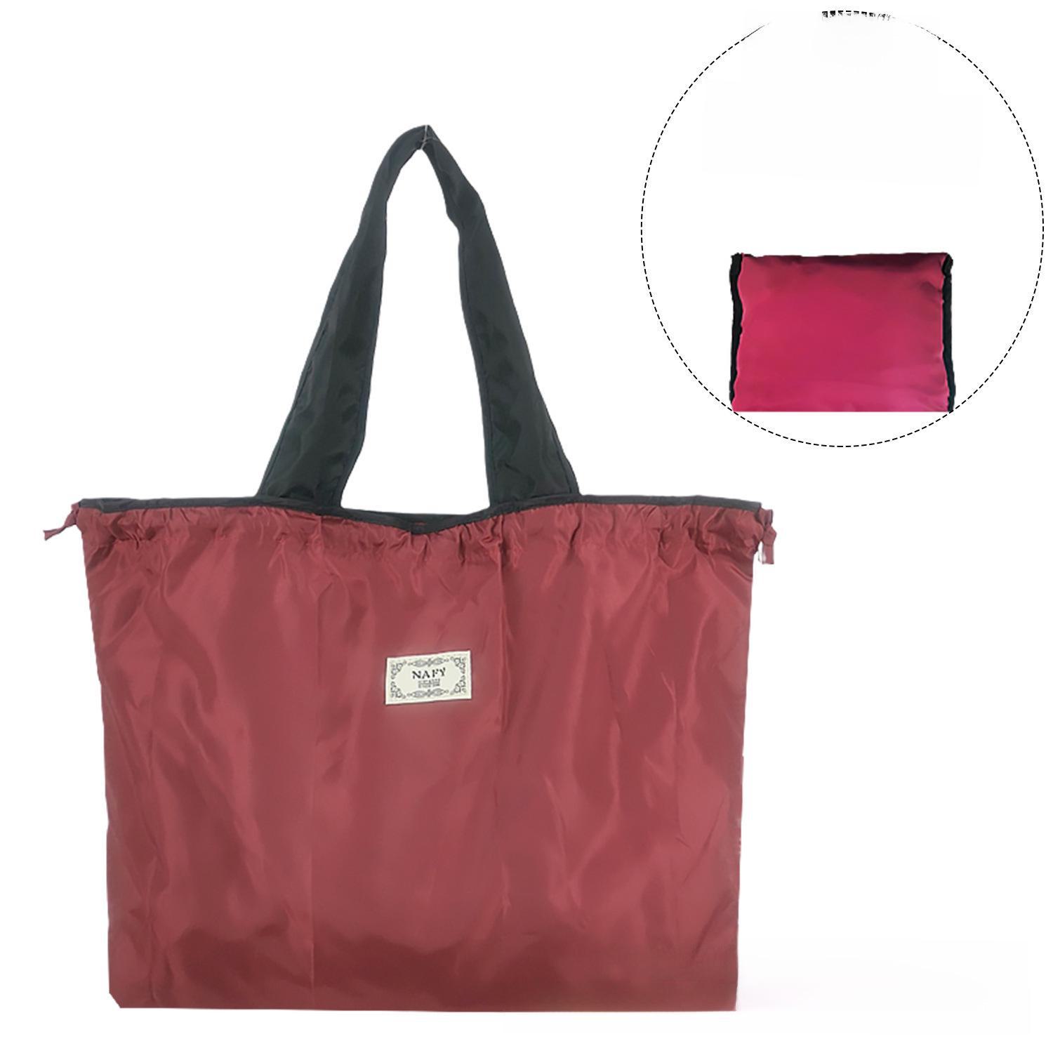 Однотонная сумка на шнурке Экологичная складная сумка для покупок и путешествий Medium вино красного 900₽