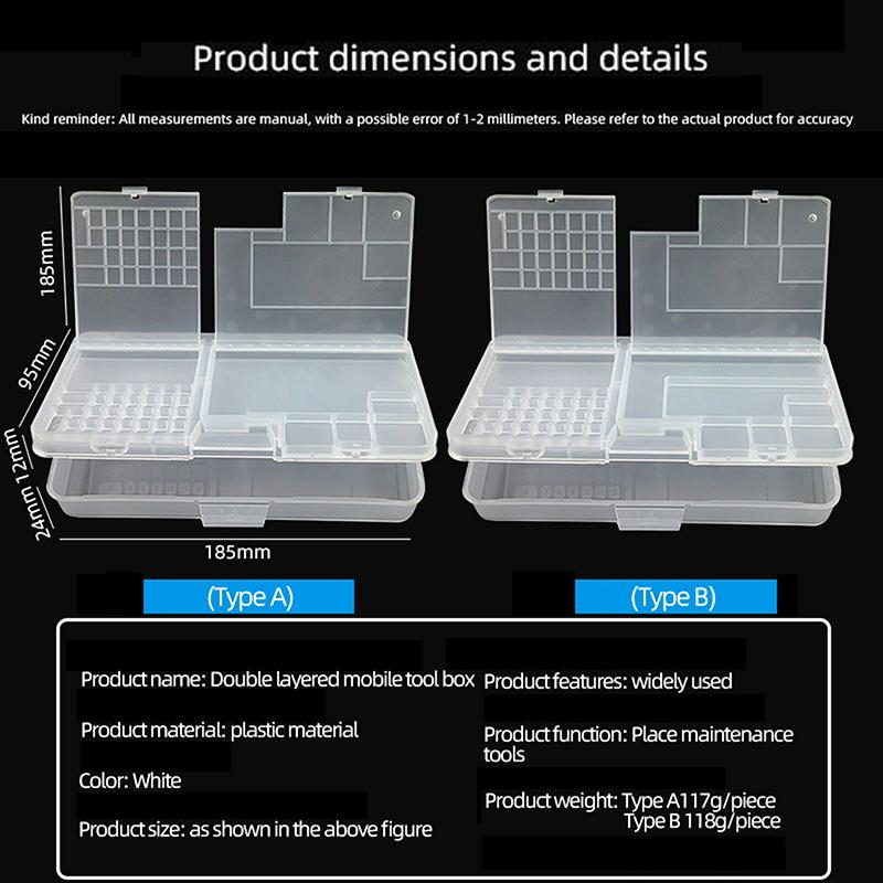 Caja de Almacenamiento de Plástico Multifunción para Reparación de Teléfonos Móviles Para Placa Base de Teléfono, Piezas IC, Herramientas de Reparación, Contenedor Coleccionista