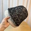 Fashionable Mixed Color Knitted Fisherman Hat for Women Trendy and Versatile Face Covering Small Basin Hat Warm Bucket Hat