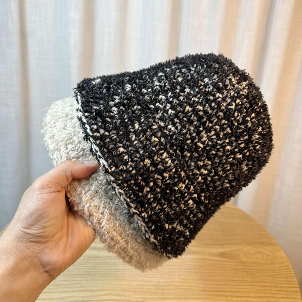 Fashionable Mixed Color Knitted Fisherman Hat for Women Trendy and Versatile Face Covering Small Basin Hat Warm Bucket Hat