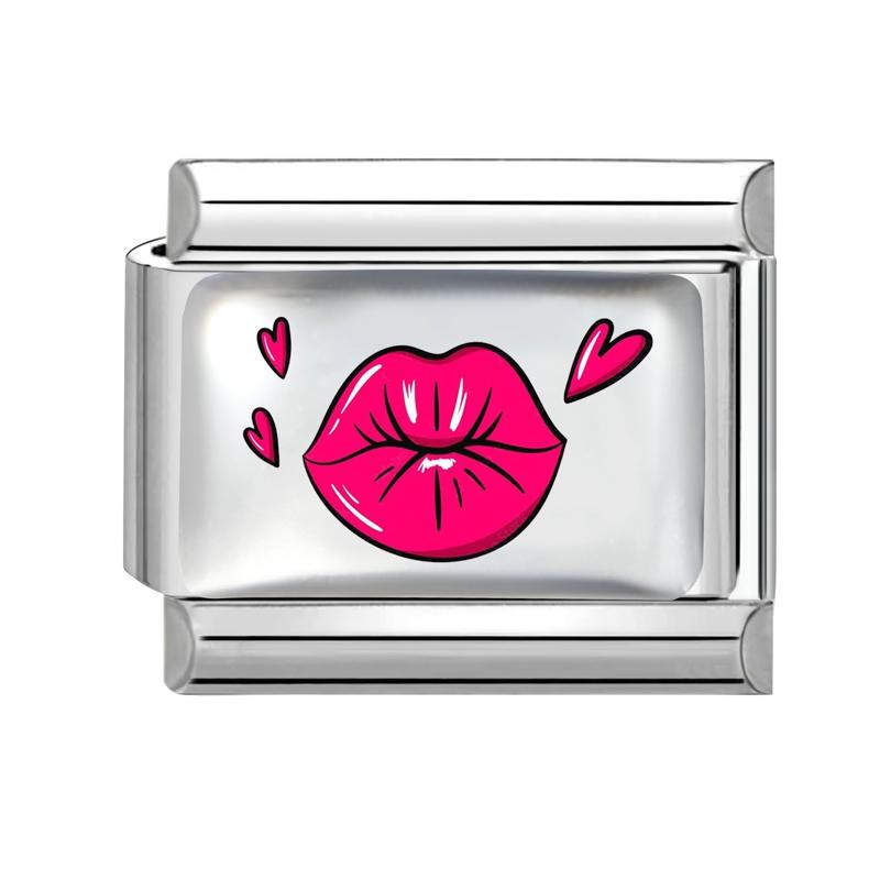 Sweet DIY Making Pink Y2K Italian Charm Bracelet Flowers Lips Bow Heart Eyes Music Bead Fit 9mm Stainless Steel Fashion Jewelry