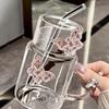 Heat-Resistant 3D Butterfly Glass Straw Cup