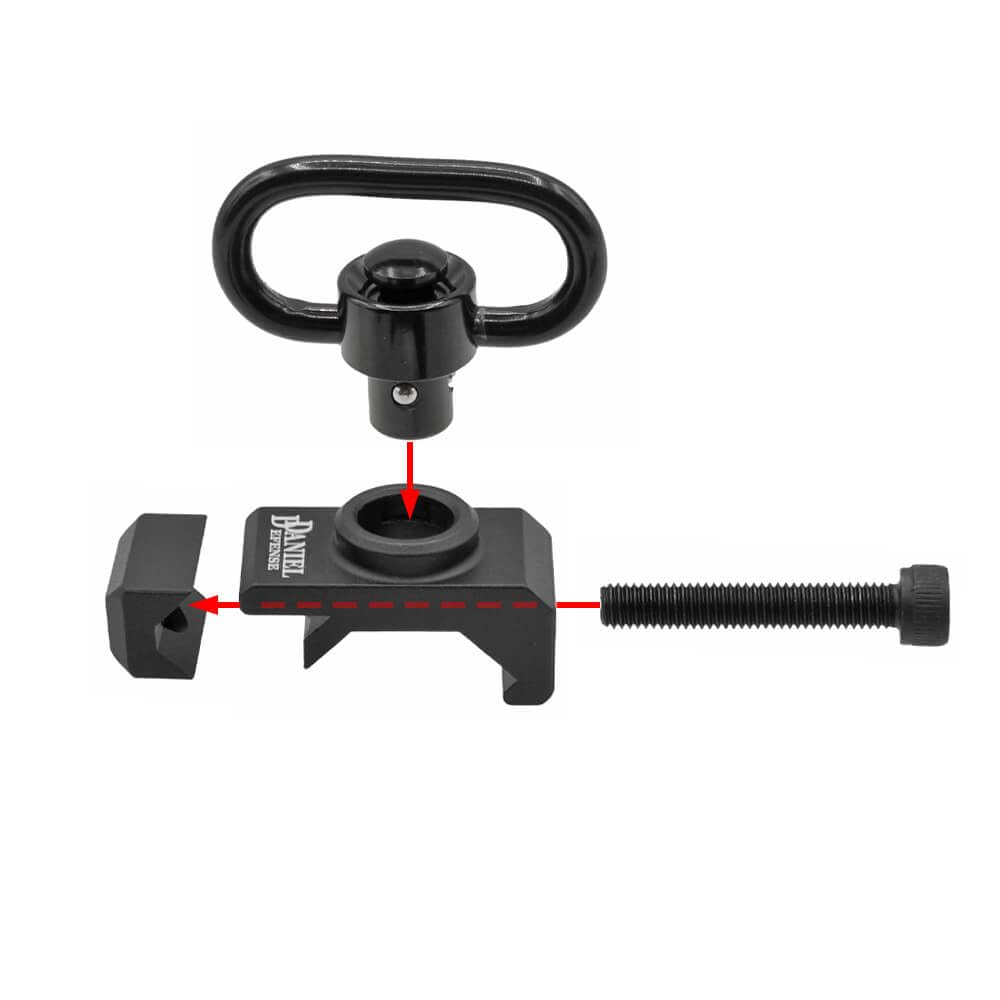 Ryohin Buhin 20mm Rail Compatible QD Sling Mount & QD Sling Swivel Replica Set, Daniel Defense Type QD Mount QD Socket Adapter