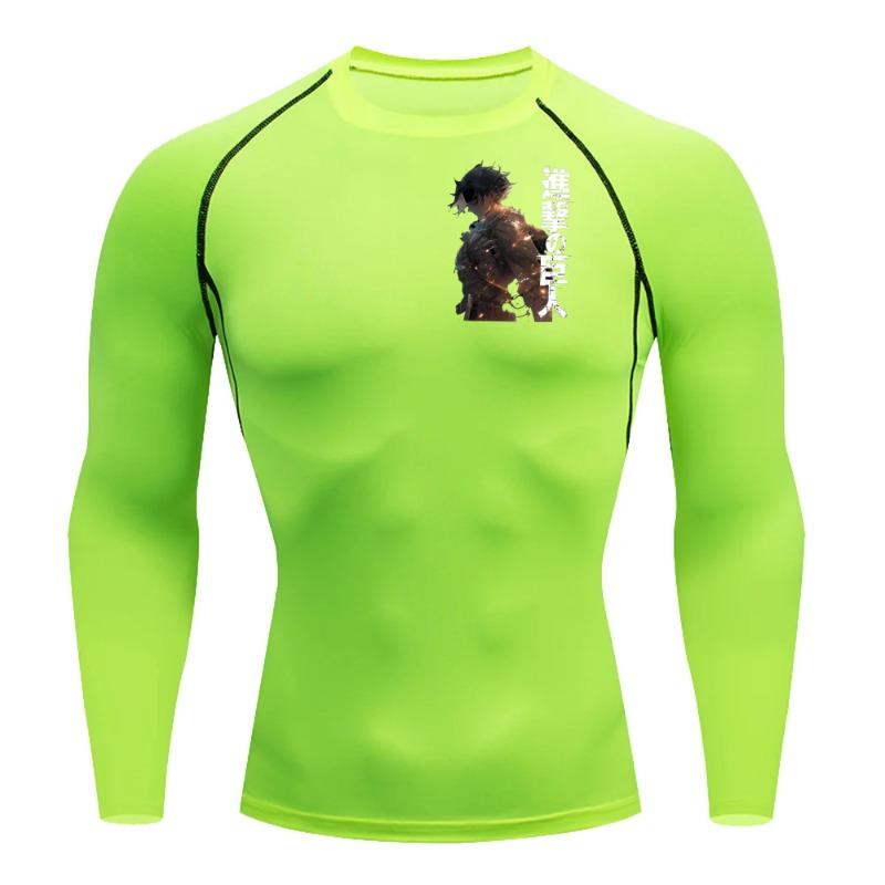 Men's Compression Shirt Eren Yeager Combat State Graphic Sports Quick Drying Gym T-shirt Fitness Sweatshirt Elastic Top T-shirt