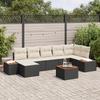 VidaXL 8-Piece Garden Sofa Set with Cushions Black Poly Rattan Acacia 3348133