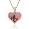 Personalized Men's Heart Pendant: European & American Hip Hop Necklace with Zircon-Embellished Photo Frame