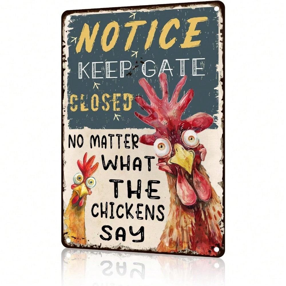 Keep Gate Closed Metal Sign, Vintage Farm Wall Decor