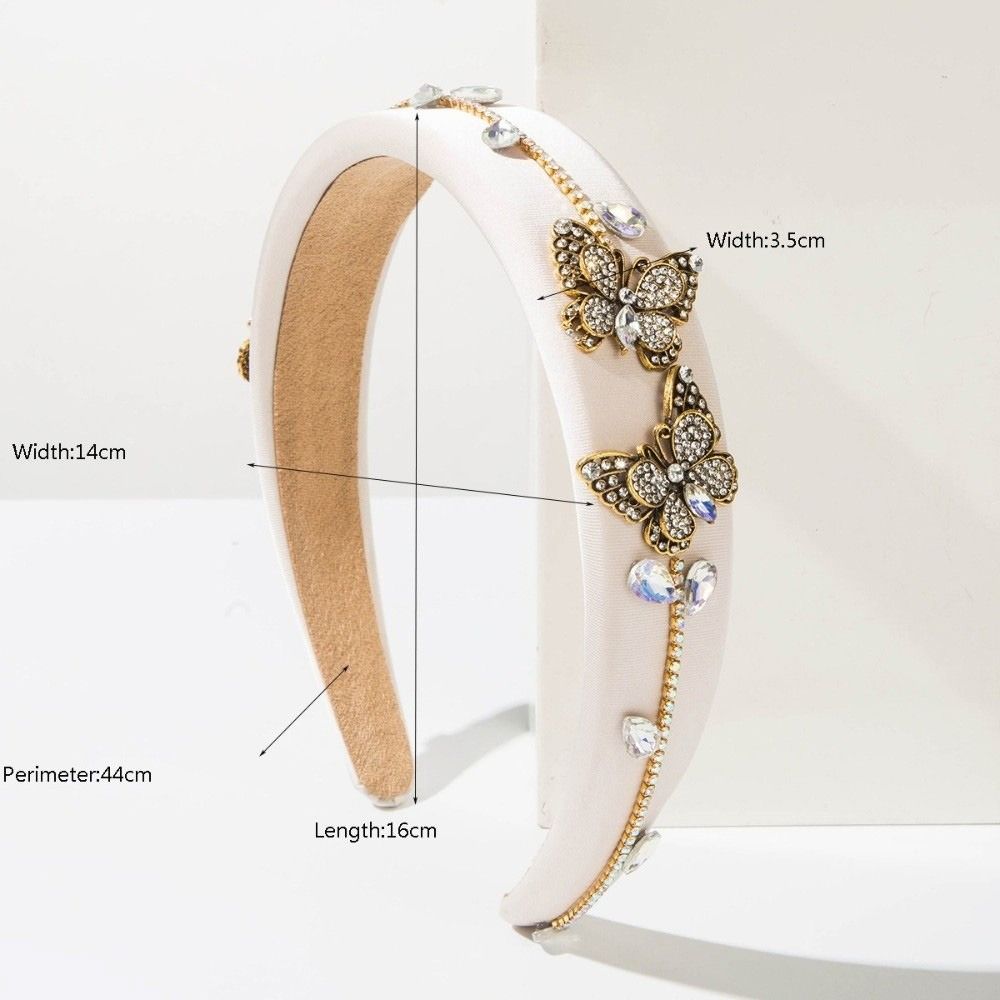 Court Style Hair Hoop Butterfly Rhinestone Wide Hairbands Baroque Headband  Women Hair Accessories