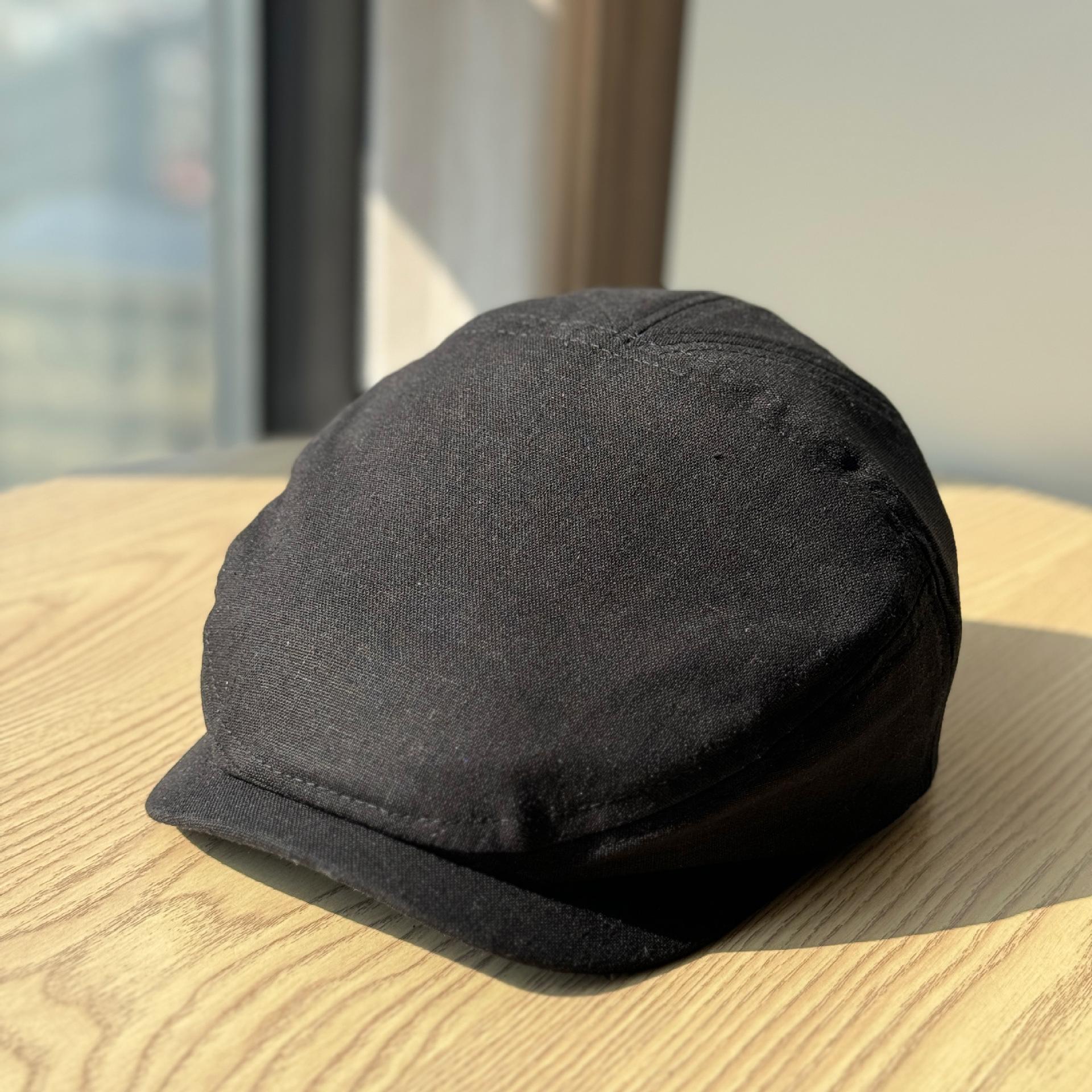 

New Japanese-style simple forward cap for women, vintage versatile beret that makes the face look smaller, worn backwards, artistic hat for large Adult54-60Adjustable чёрный