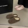 Internet celebrities popular girls casual bag head cotton shoes autumn and winter wear lazy slippers foreign style versatile flat bottom fluffy s