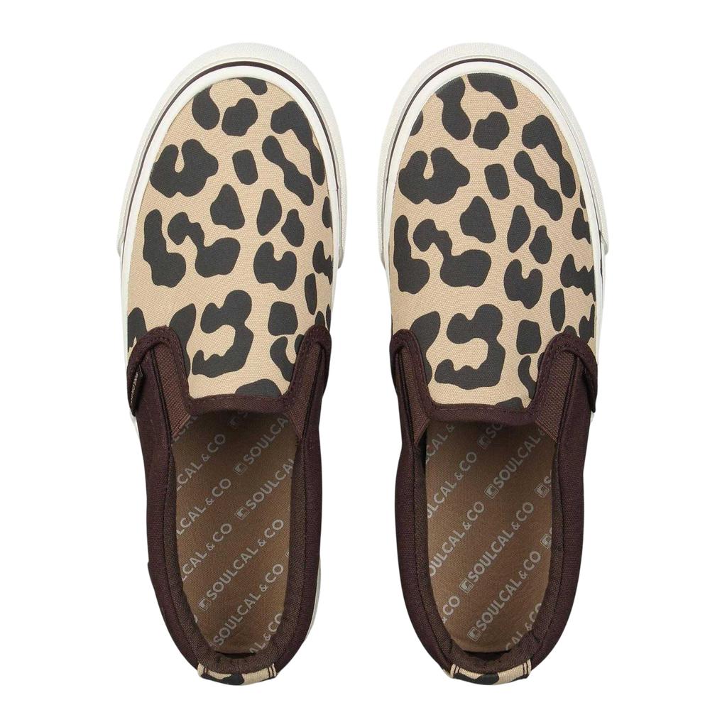 SoulCal Womens/Ladies Leopard Print Canvas Slip-on Trainers
