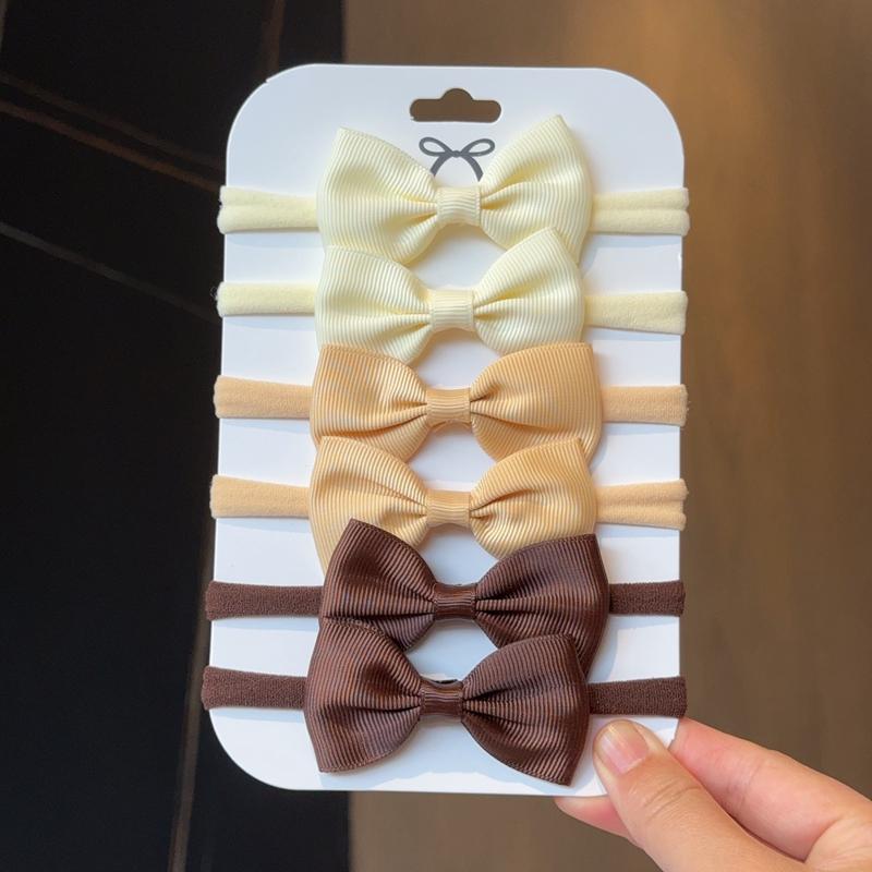 6Pcs/Set Solid Color Kids Headwear Elastic Hair Bands for Baby Cute Ribbon Bowknot Headband Infant Girls Hair Accessories