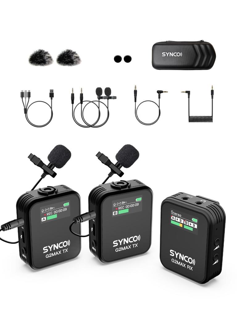 Wireless Pin SYNCO MAX 8GB Internal Noise Volume for YouTube Video Live and Online Compatible with SLR and Microphone, G2(A2) Memory, Cancellation,