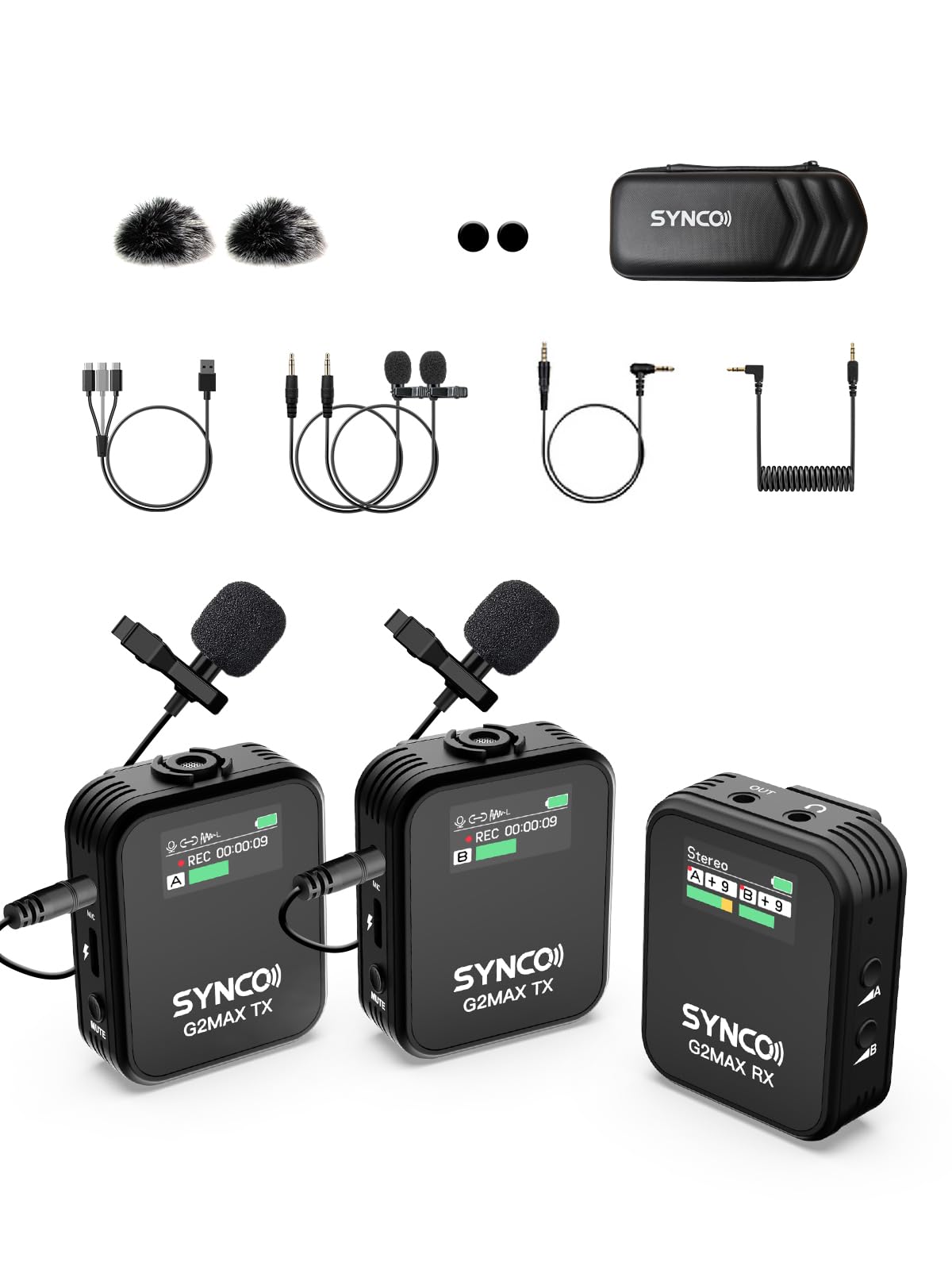 

Wireless Pin SYNCO MAX 8GB Internal Noise Volume for YouTube Video Live and Online Compatible with SLR and Microphone, G2(A2) Memory, Cancellation,