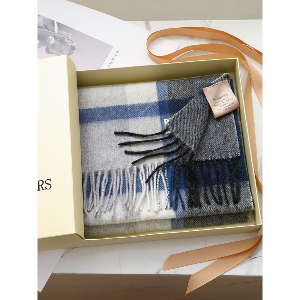 Лучшие товары в Великобритании 100% шерстяной клетчатый шарф женский зимний студенческий — фото 40