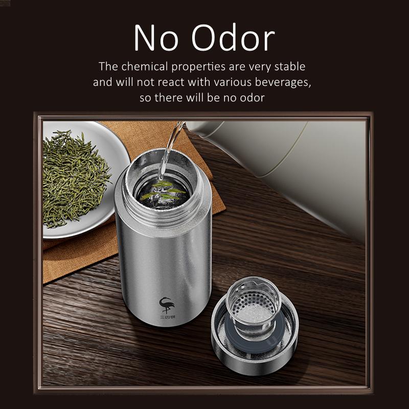 99.981% Pure Titanium LFGB Certificated Thermos 200ml Ultra Mini Water Bottle Gift Giving Weightless Coffee Cup for Lady Girls